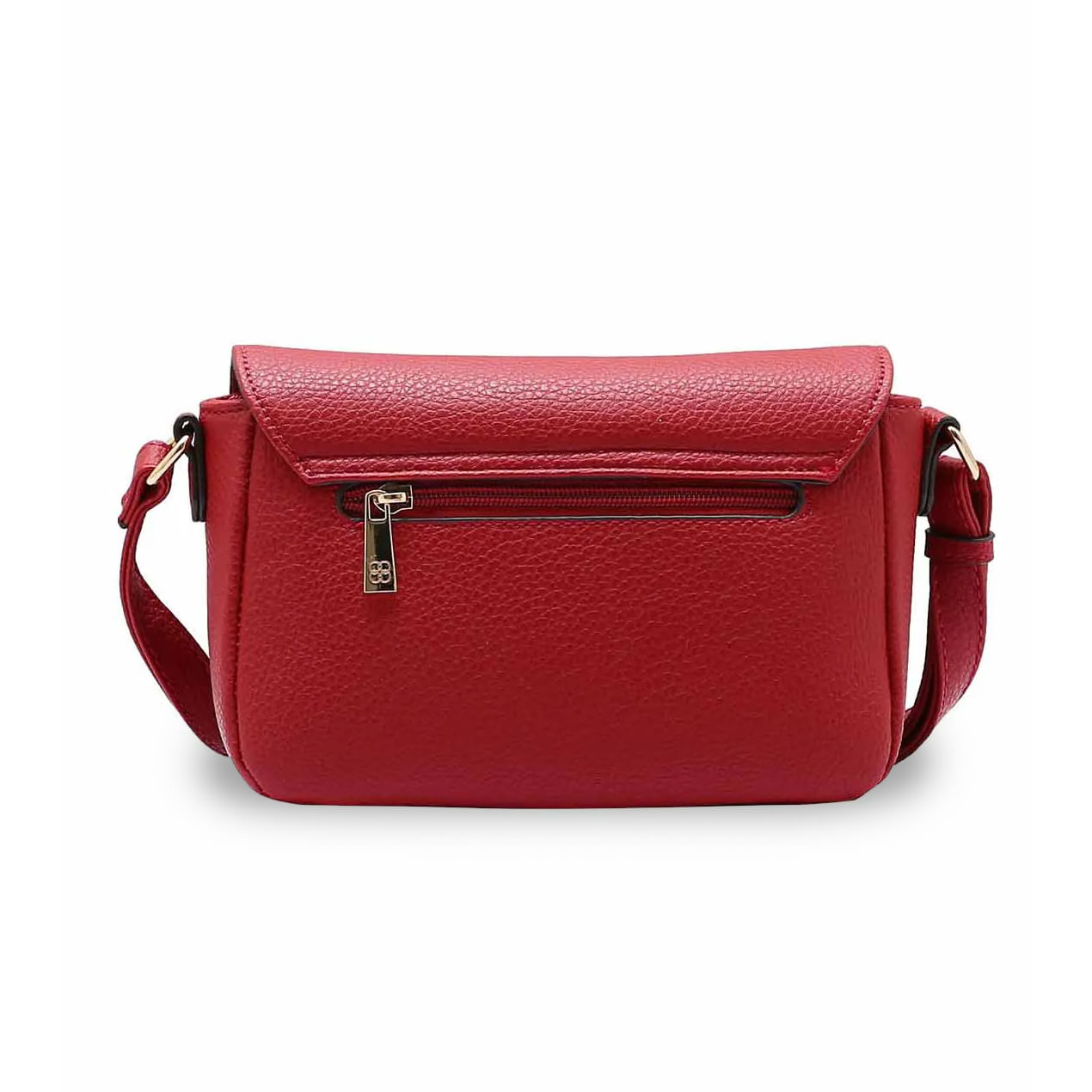 Bolsa feminina vinho em PVC vista traseira com bolso externo e alça ajustável